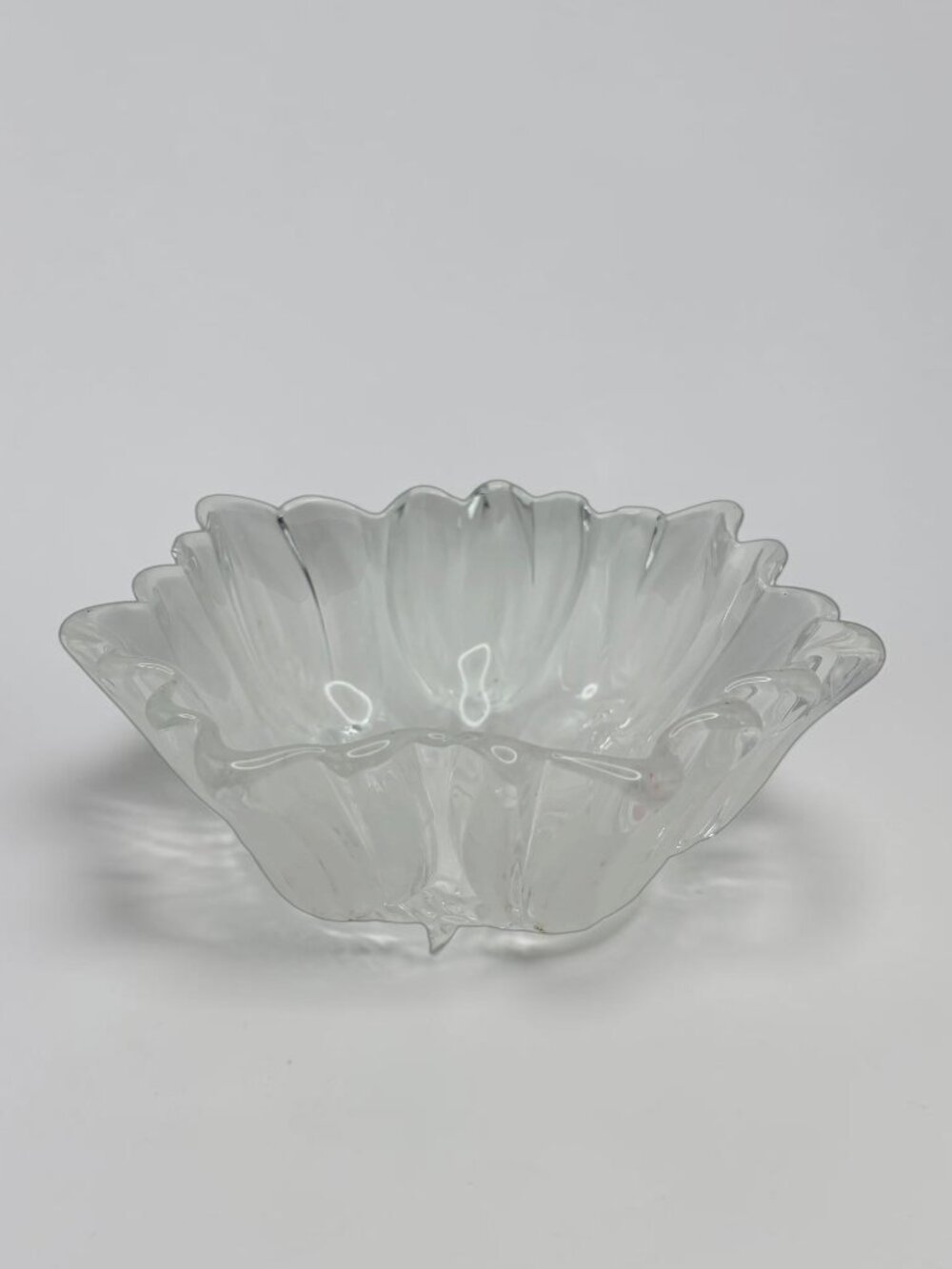 Vintage Walther Glas Sylvia Clear Frosted Tulip Glass Serving Bowl Germany 7"
